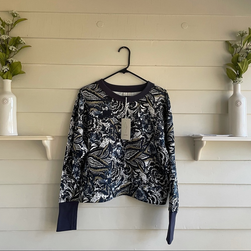 Joie Cropped Floral Sweatshirt NWT